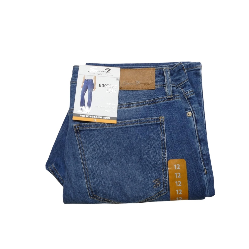 Seven7 Jeans Womens 12 Blue Medium Wash High Rise Slim Bootcut Stretch Denim